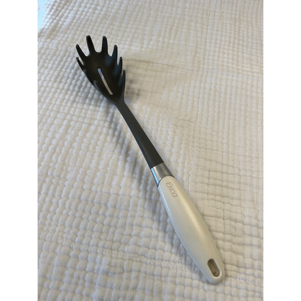 EKCO Vintage Spaghetti Pasta Fork Scoop Gray White Nylon Serving Utensil
